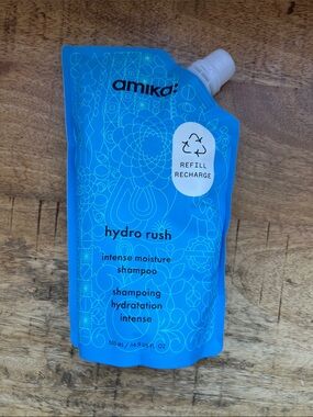 amika Hydro Rush Intense Moisture Shampoo Refill - Bright Blue Pouch